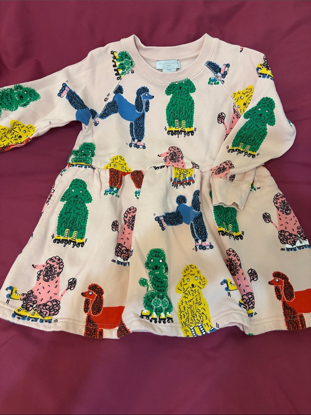 Stella McCartney Kids Cream Dress with Multicolor Poodle Print